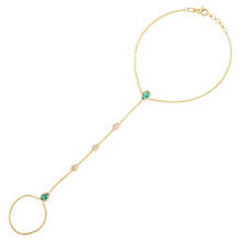 Load image into Gallery viewer, YELLOW GOLD EMERALD DIAMOND HAND CHAIN - MICHAEL K. JEWELERS