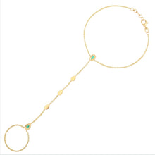 Load image into Gallery viewer, YELLOW GOLD EMERALD DIAMOND HAND CHAIN - MICHAEL K. JEWELERS
