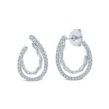 Load image into Gallery viewer, DOUBLE ROW ROUND AND BAGUETTE WRAP DIAMOND EARRING - MICHAEL K. JEWELERS