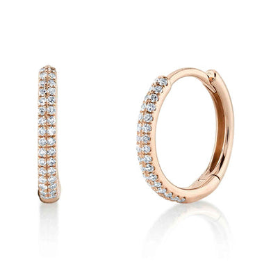 Front facing image of our Rose Gold 2 ROW DIAMOND HUGGIE EARRING