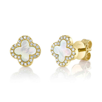 DIAMOND AND MOTHER OF PEARL CLOVER EARRING - MICHAEL K. JEWELERS