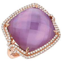 Load image into Gallery viewer, AMETHYST OVER PINK MOTHER OF PEAR DIAMOND RING - MICHAEL K. JEWELERS