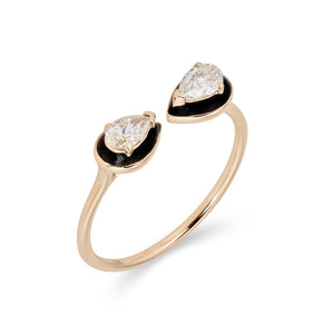 DOUBLE PEAR WITH BLACK ENAMEL RING - MICHAEL K. JEWELERS