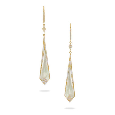 DIAMOND EARRING WITH WHITE MOTHER OF PEARL - MICHAEL K. JEWELERS