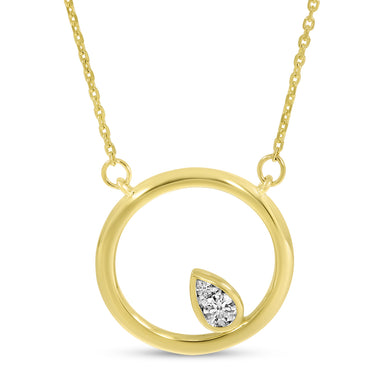 OPEN CIRCLE WITH PEAR SHAPE DIAMOND NECKLACE - MICHAEL K. JEWELERS