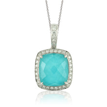 Load image into Gallery viewer, DIAMOND PENDANT WITH CLEAR QUARTZ OVER TURQUOISE - MICHAEL K. JEWELERS