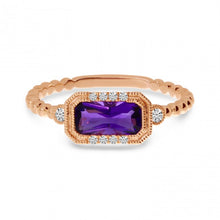 Load image into Gallery viewer, Image of the AMETHYST AND DIAMOND BEAD RING facing out