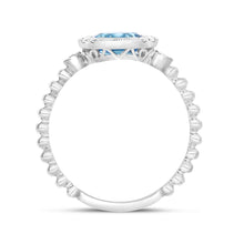 Load image into Gallery viewer, OVAL BLUE TOPAZ AND DIAMOND BEAD RING - MICHAEL K. JEWELERS