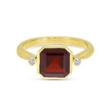 Load image into Gallery viewer, GARNET SQUARE DIAMOND RING - MICHAEL K. JEWELERS