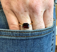 Load image into Gallery viewer, GARNET SQUARE DIAMOND RING - MICHAEL K. JEWELERS