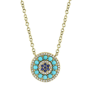BLUE SAPPHIRE AND COMPOSITE TURQUOISE DIAMOND NECKLACE - MICHAEL K. JEWELERS