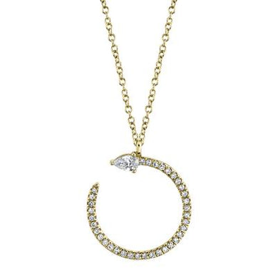 CIRCLE DIAMOND NECKLACE WITH PEAR SHAPED STONE - MICHAEL K. JEWELERS