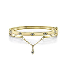 Load image into Gallery viewer, DIAMOND AND BLUE SAPPHIRE EYE CHAIN BANGLE - MICHAEL K. JEWELERS