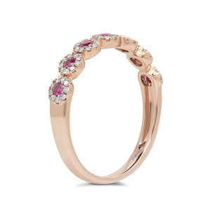 DIAMOND AND RUBY ROSE GOLD RING - MICHAEL K. JEWELERS