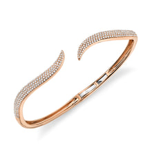 Load image into Gallery viewer, ROSE GOLD DIAMOND PAVE OPEN BANGLE - MICHAEL K. JEWELERS
