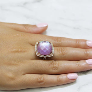 AMETHYST OVER PINK MOTHER OF PEAR DIAMOND RING - MICHAEL K. JEWELERS