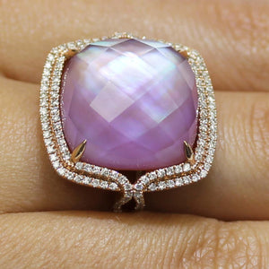 AMETHYST OVER PINK MOTHER OF PEAR DIAMOND RING - MICHAEL K. JEWELERS