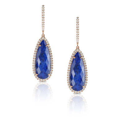 DIAMOND DROP EARRING WITH CLEAR QUARTZ OVER LAPIS