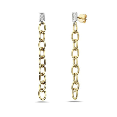 CHAIN DANGLE BAGUETTE DIAMOND EARRING
