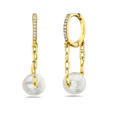 PEARL HOOP DANGLE CHAIN EARRING