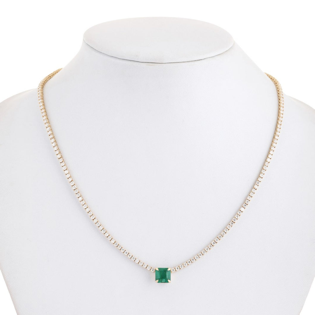 YELLOW GOLD EMERALD AND DIAMOND NECKLACE - MICHAEL K. JEWELERS