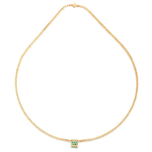 YELLOW GOLD EMERALD AND DIAMOND NECKLACE - MICHAEL K. JEWELERS