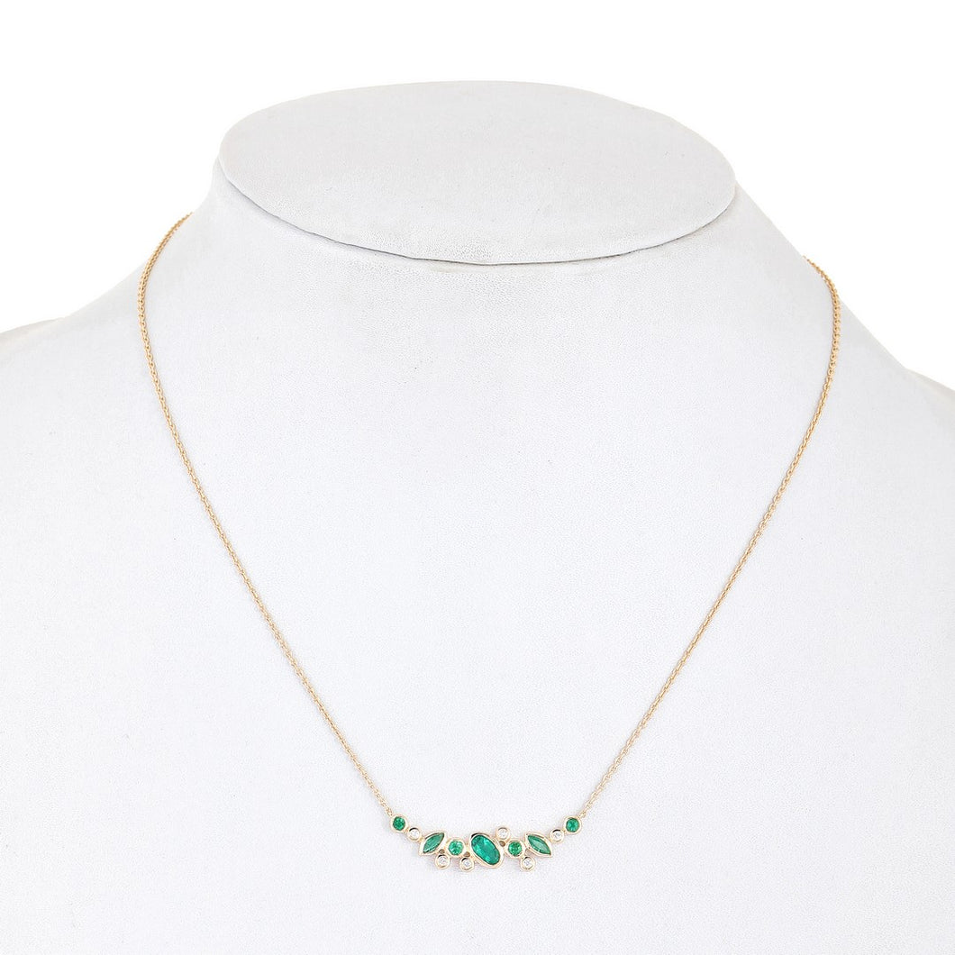 YELLOW GOLD EMERALD AND DIAMOND NECKLACE - MICHAEL K. JEWELERS