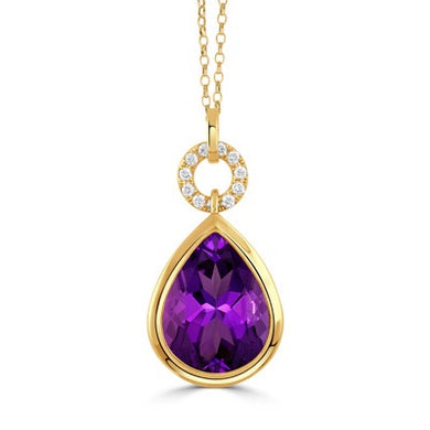 TEARDROP AMETHYST DIAMOND PENDANT - MICHAEL K. JEWELERS