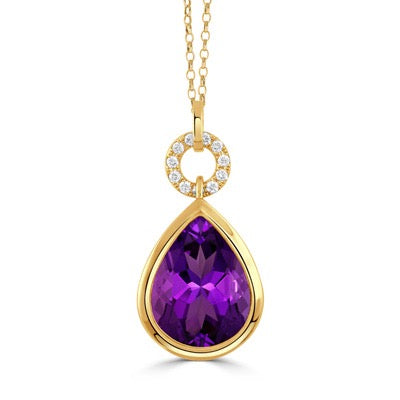 TEARDROP AMETHYST DIAMOND PENDANT - MICHAEL K. JEWELERS