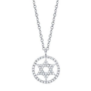 DIAMOND STAR OF DAVID CIRCLE PENDANT - MICHAEL K. JEWELERS