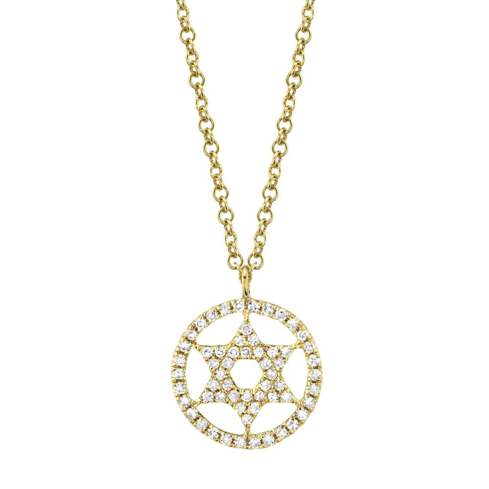 DIAMOND STAR OF DAVID CIRCLE PENDANT - MICHAEL K. JEWELERS