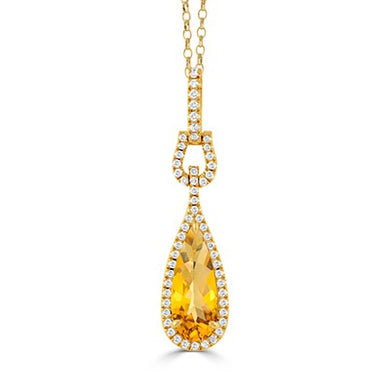 CITRINE TEARDROP DIAMOND PENDANT - MICHAEL K. JEWELERS