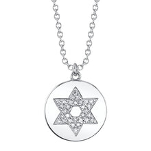 Load image into Gallery viewer, DIAMOND STAR OF DAVID NECKLACE ON GOLD DISK - MICHAEL K. JEWELERS