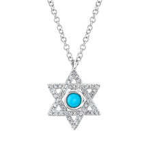 Load image into Gallery viewer, DIAMOND TURQUOISE STAR OF DAVID NECKLACE - MICHAEL K. JEWELERS