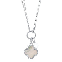 Load image into Gallery viewer, DIAMOND MOTHER OF PEARL CLOVER PAPER CLIP LINK NECKLACE - MICHAEL K. JEWELERS