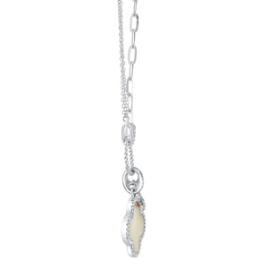 DIAMOND MOTHER OF PEARL CLOVER PAPER CLIP LINK NECKLACE - MICHAEL K. JEWELERS