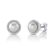 Load image into Gallery viewer, DIAMOND &amp; CULTURED PEARL STUD EARRING - MICHAEL K. JEWELERS