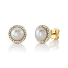 Load image into Gallery viewer, DIAMOND &amp; CULTURED PEARL STUD EARRING - MICHAEL K. JEWELERS