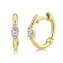 Load image into Gallery viewer, THREE DIAMOND HUGGIE HOOP EARRING - MICHAEL K. JEWELERS