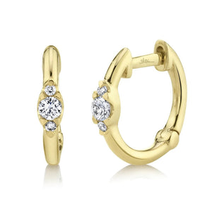 THREE DIAMOND HUGGIE HOOP EARRING - MICHAEL K. JEWELERS