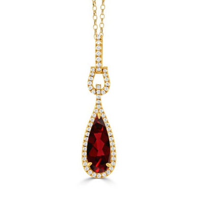 GARNET TEARDROP DIAMOND PENDANT - MICHAEL K. JEWELERS