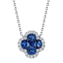 Load image into Gallery viewer, DIAMOND BLUE SAPPHIRE CLOVER NECKLACE - MICHAEL K. JEWELERS