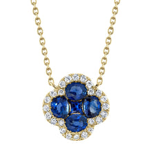 Load image into Gallery viewer, DIAMOND BLUE SAPPHIRE CLOVER NECKLACE - MICHAEL K. JEWELERS