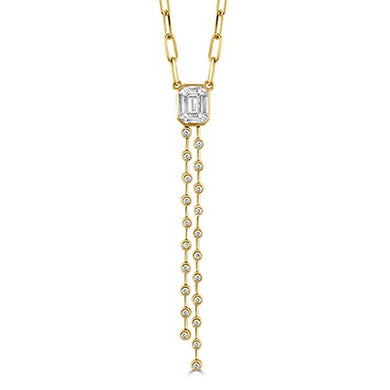 INVISIBLE SET DIAMOND LINK DROP NECKLACE - MICHAEL K. JEWELERS