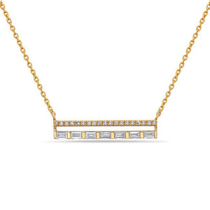 BAGUETTE AND ROUND BAR DIAMOND NECKLACE - MICHAEL K. JEWELERS