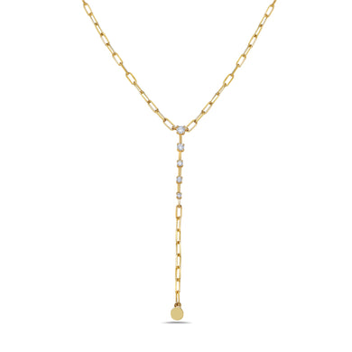 PAPER CLIP DIAMOND LARIAT NECKLACE