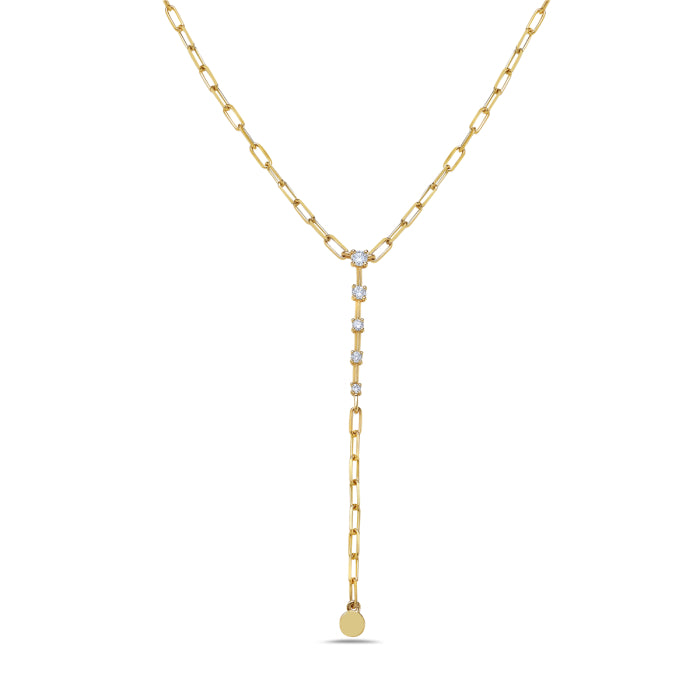 PAPER CLIP DIAMOND LARIAT NECKLACE