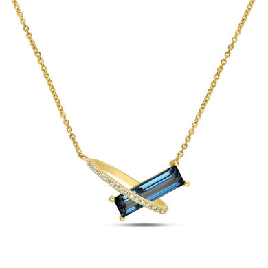 MODERN RECTANGULAR BLUE TOPAZ NECKLACE