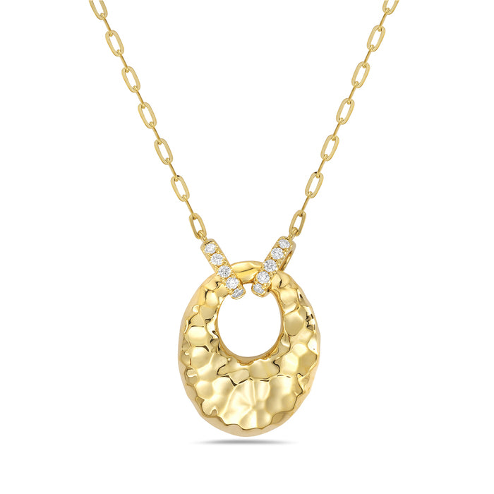 HAMMERED OVAL DIAMOND NECKLACE
