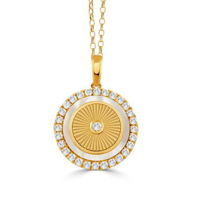 ROUND DIAMOND PENDANT WITH WHITE MOTHER OF PEARL